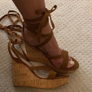 Tan Platform Wedge Cork Guess Shoes